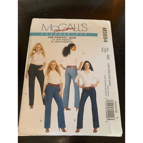 McCall's Womens Jeans Sewing Pattern Sz 18W - 24W M5894 - Uncut - Picture 8 of 9